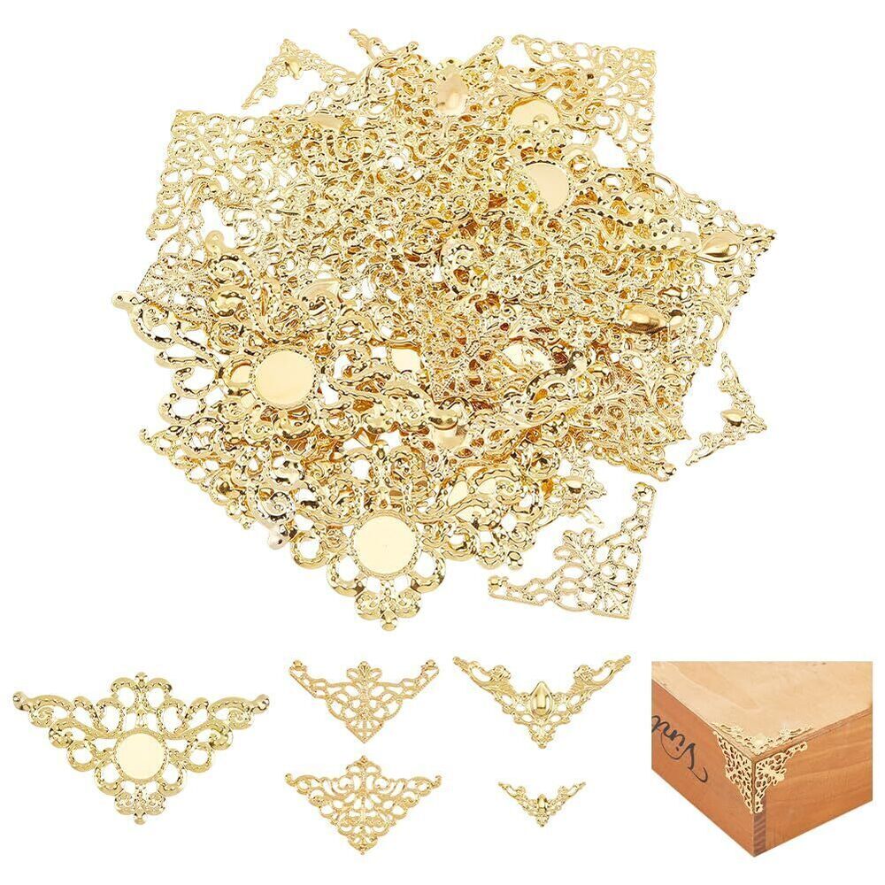 1165 100pcs 5 Styles Corner Protector Gold Filigree Corner Embellishments